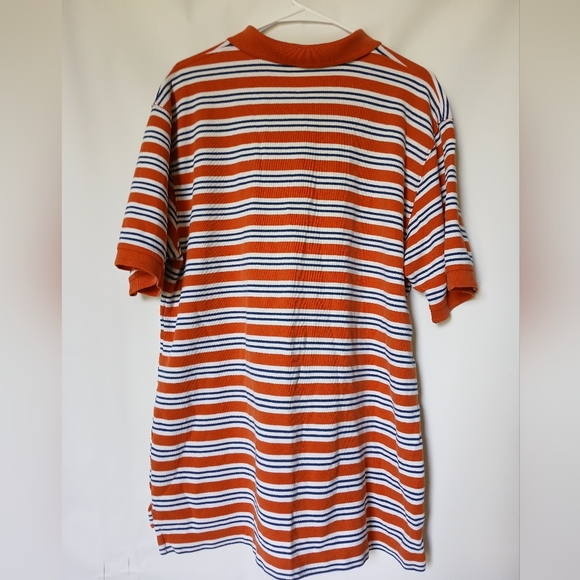 L.L.Bean Mens Short Sleeve Polo Shirt Size L/Reg. Color Orange Navy White - Picture 2 of 7